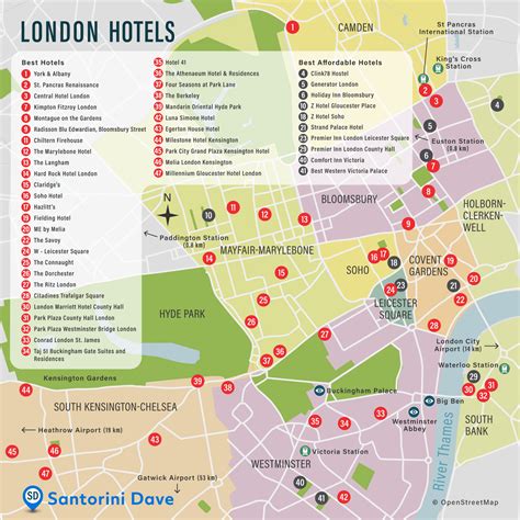 map of london england hotels